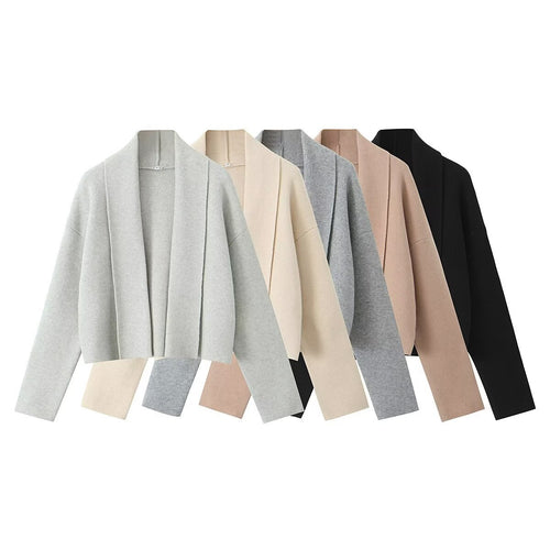 Casual knit jacket for women with an open design and a V neck Lune London