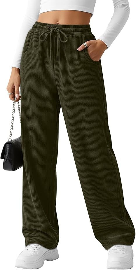 Pantalon en tricot large à côtes pour femmes avec cordon de serrage Chic & Stil