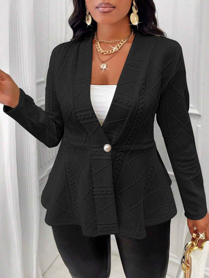 Women Elegant Blazer Jacket with Button Details and Textured Design Lune London