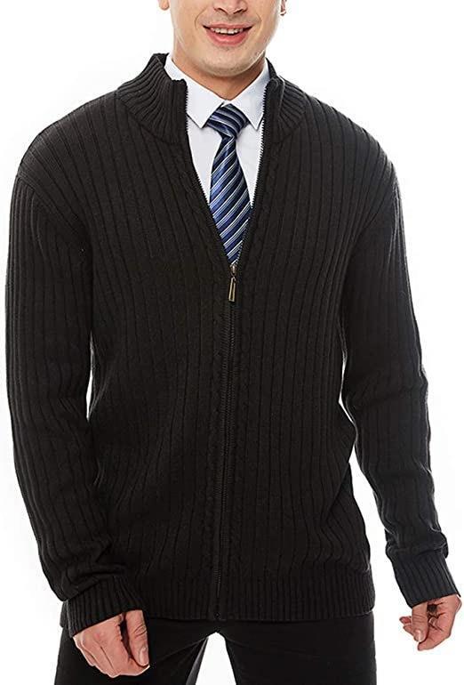 Men's knitted jacket with high collar and zipper Lune London