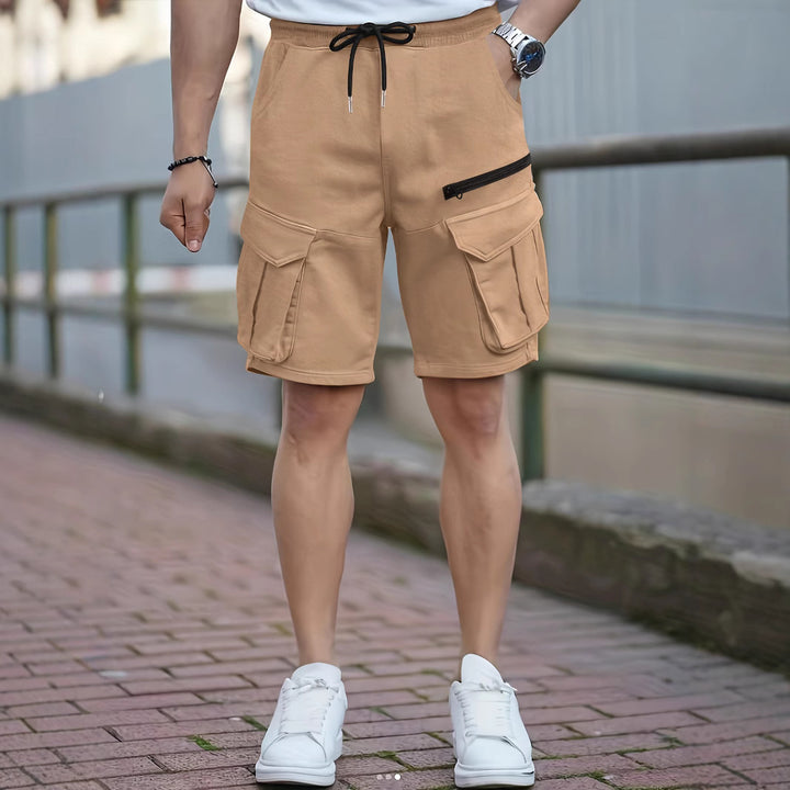 Men's cargo style utility shorts with multiple pocket design Lune London