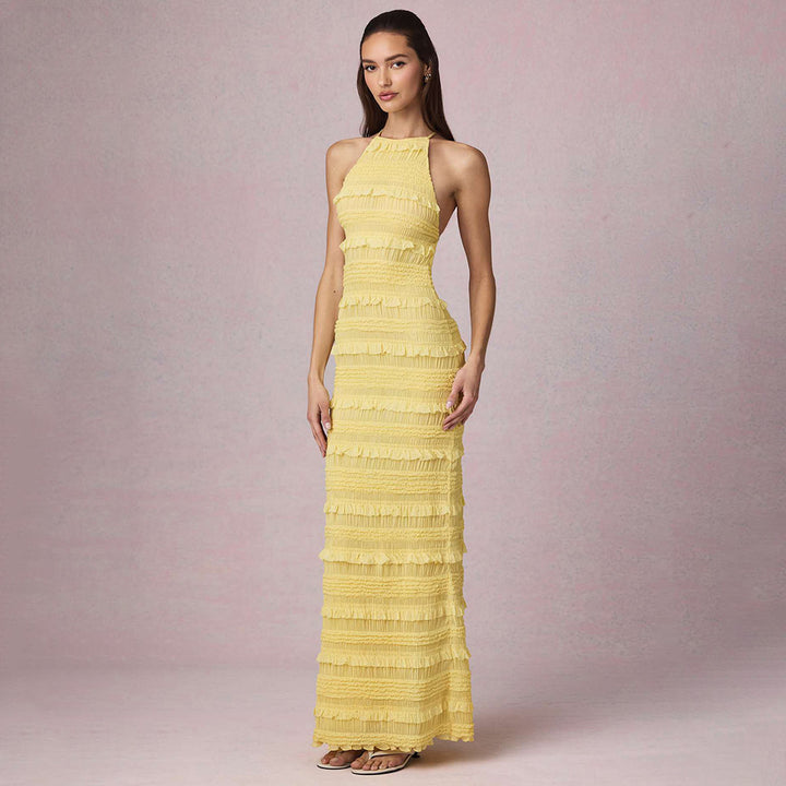 Maxi dress for women with ruffle details and elegant cut Lune London