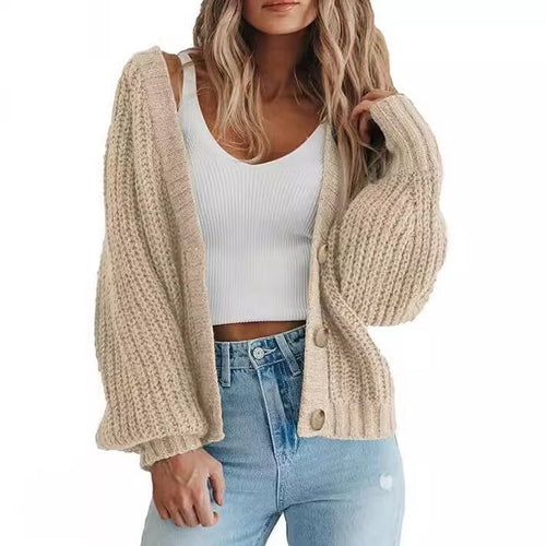 Thick knit cardigan for women with button details and loose fit Lune London