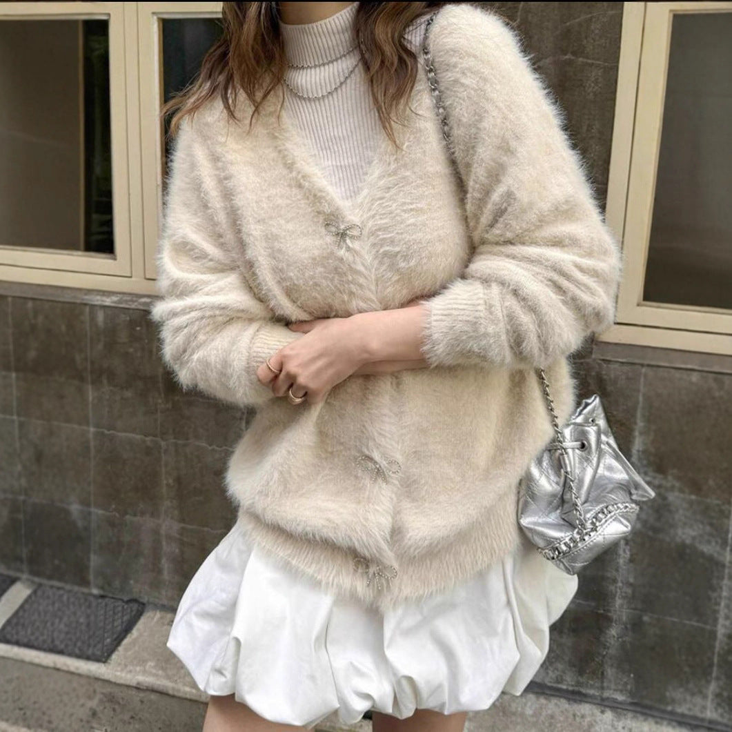 Ladies Plush Knit Sweater with Elegant Button Details Lune London