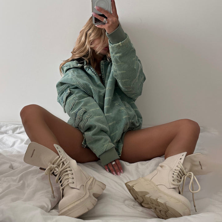 Oversized denim jacket for women with a relaxed fit and practical pockets Lune London