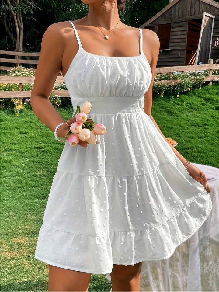 Summer dress for women with ruffles and adjustable spaghetti straps Lune London