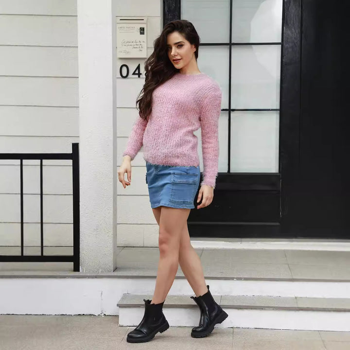 Knitted sweater for women with structured fabric and relaxed fit Lune London