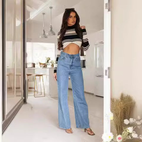 High-waisted wide-leg jeans for women Lune London