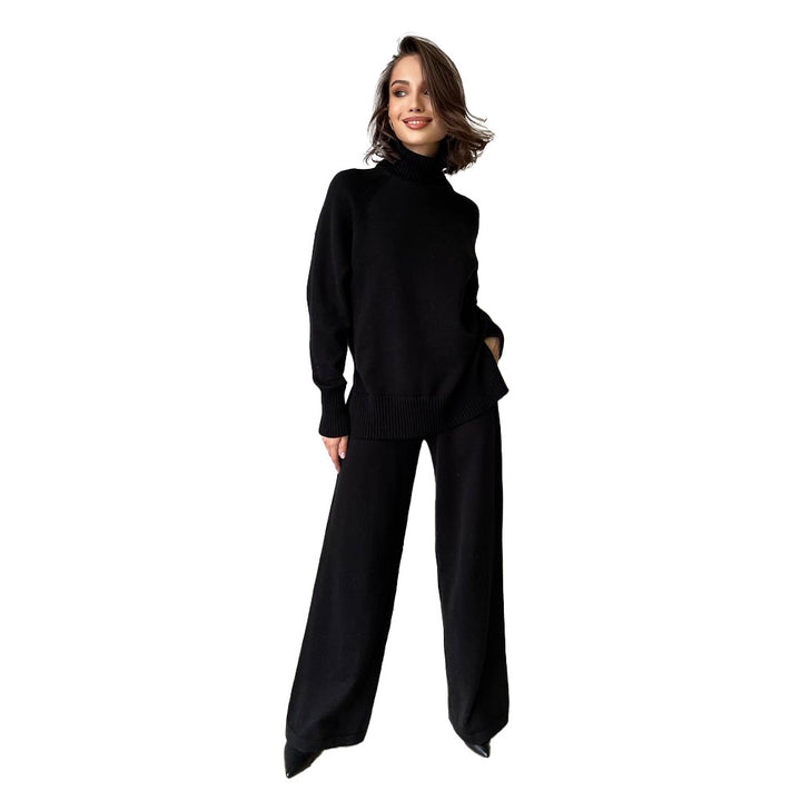 Costume Tricot Élégant Femme avec Col Haut et Jambe Large Chic & Stil