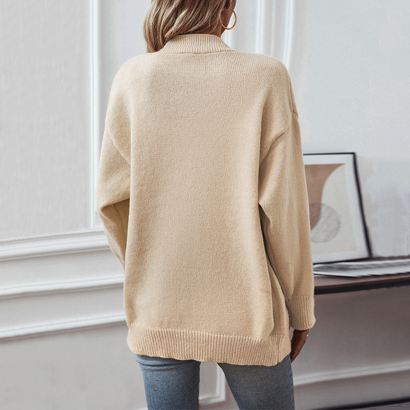 Ladies comfortable cardigan with button details and deep V-neck Lune London
