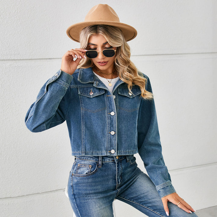 Cropped denim jacket for women with classic collar Lune London