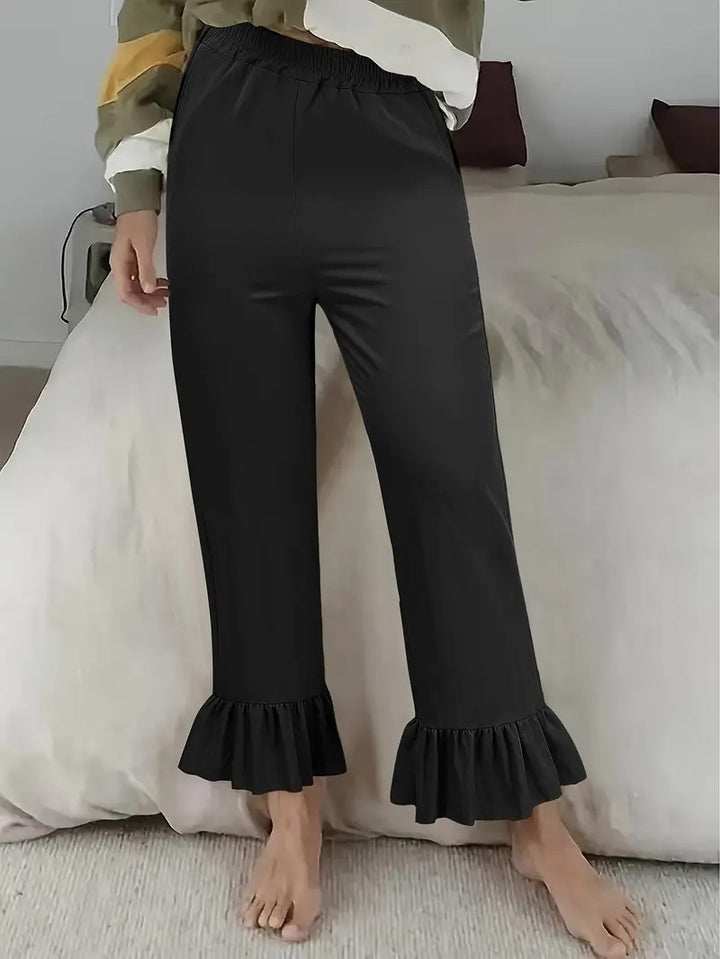 Women's leisure pants with ruffle finishes Lune London