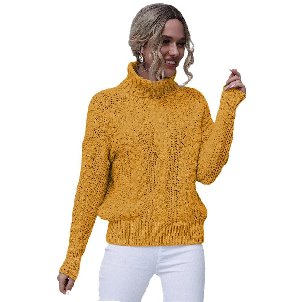 Ladies comfortable turtleneck sweater with high-quality twisted pattern Lune London