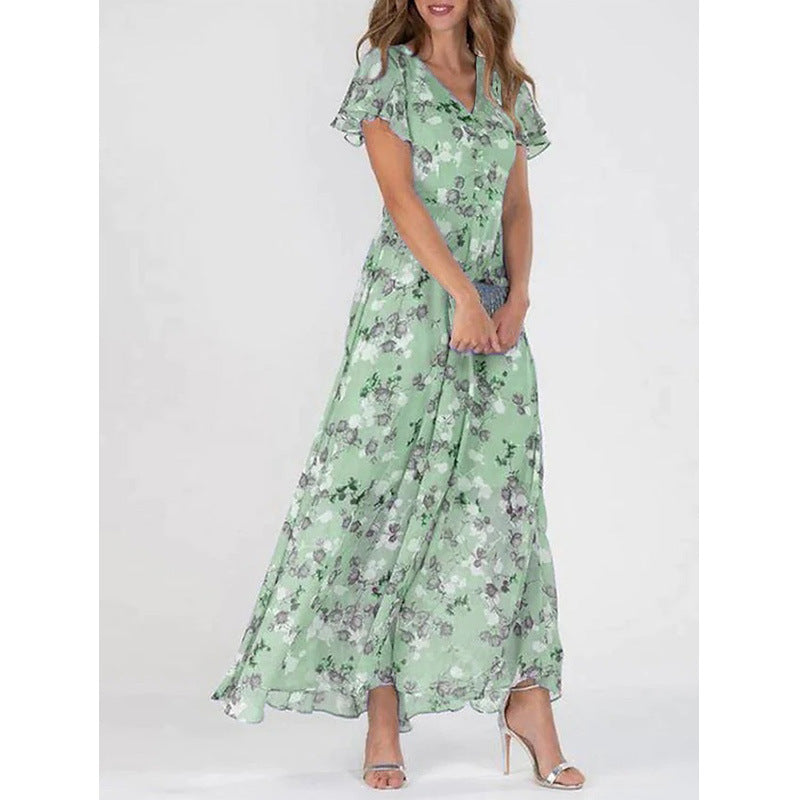 Chic and Stylish Floral Chiffon Maxi Dress for Women