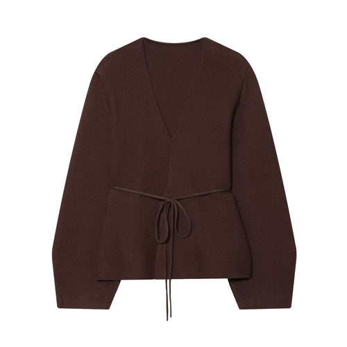 Knitted women's jacket with an elegant fit and a V-neck Lune London