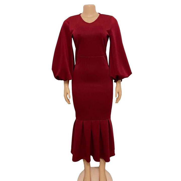 Fitted dress for women with voluminous sleeves and a flowing hem Lune London