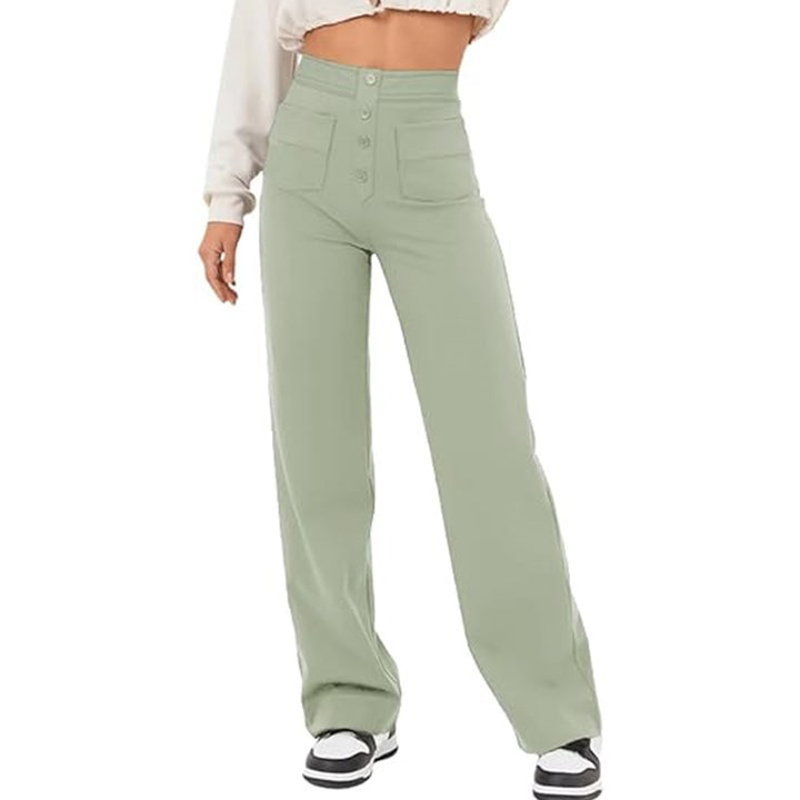 Lune London elegant high-waisted lounge pants for women with large pockets and button closure