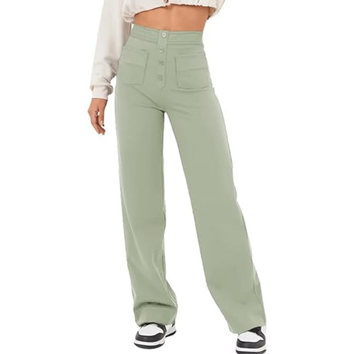Lune London elegant high-waisted lounge pants for women with large pockets and button closure
