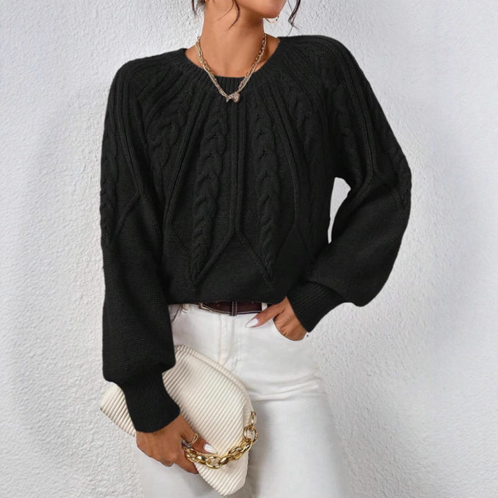 Knit sweater for women with cable pattern and wide sleeves Lune London