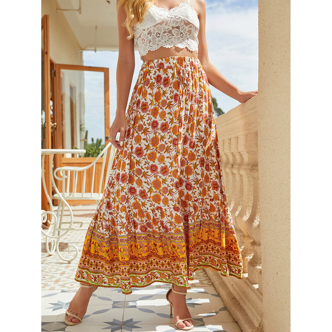 Lune London floral patterned bohemian maxi skirt
