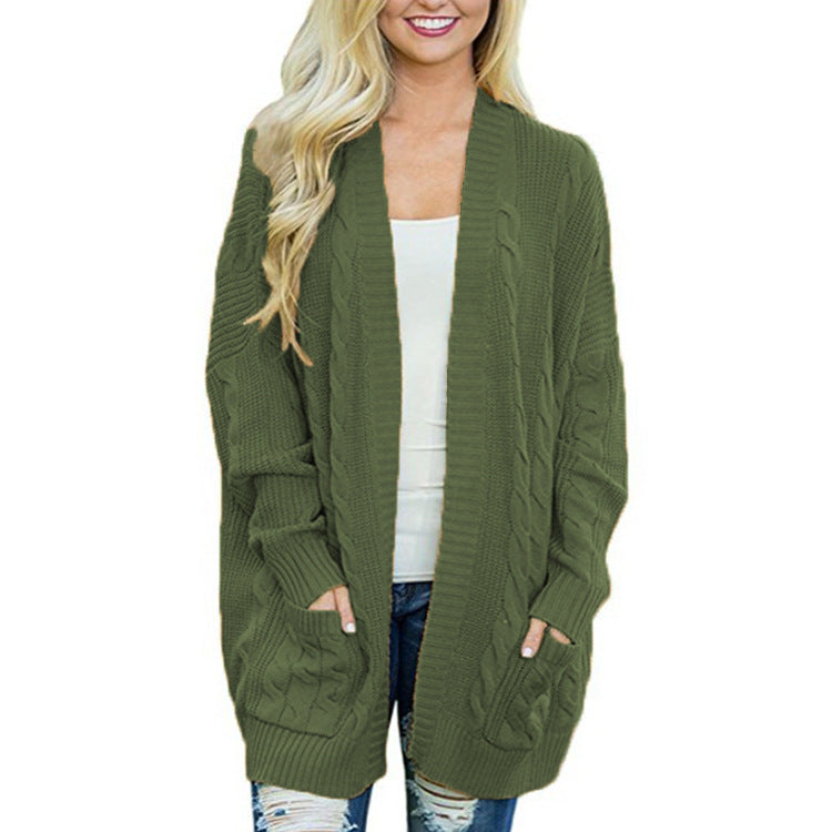Casual cardigan for women with cable pattern and large pockets Lune London