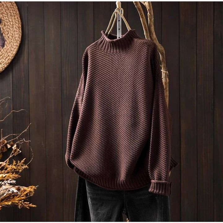 Oversized knitted sweater for women with high neck Lune London