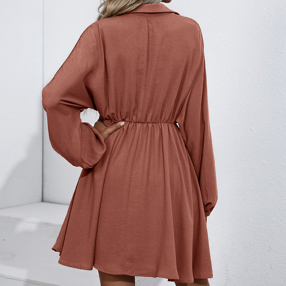 Casual shirt dress for women with button details and elastic waist tie Lune London