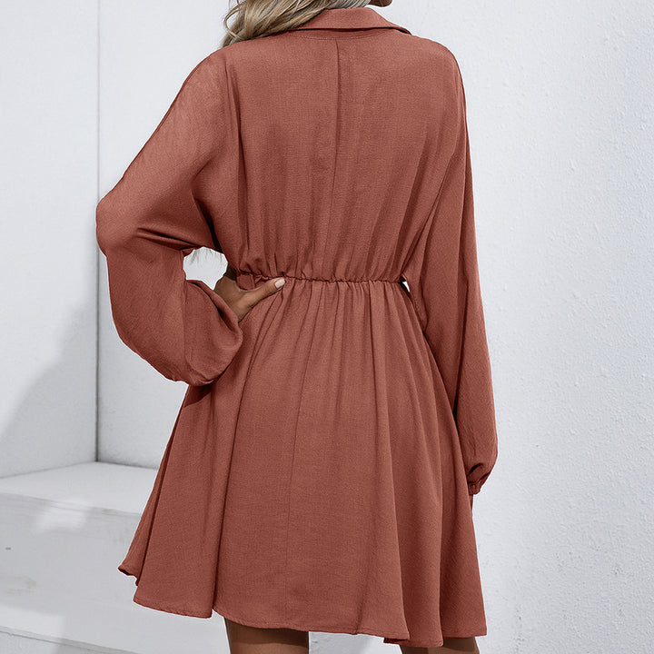 Casual shirt dress for women with button details and elastic waist tie Lune London
