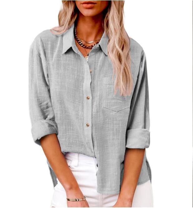 Women's Casual Linen Blouse with Short Sleeves and Button Details Lune London