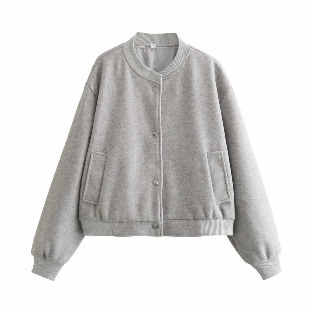 Casual bomber jacket for women with snap button closure and soft pockets Lune London