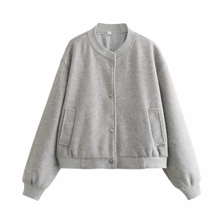 Casual bomber jacket for women with snap button closure and soft pockets Lune London