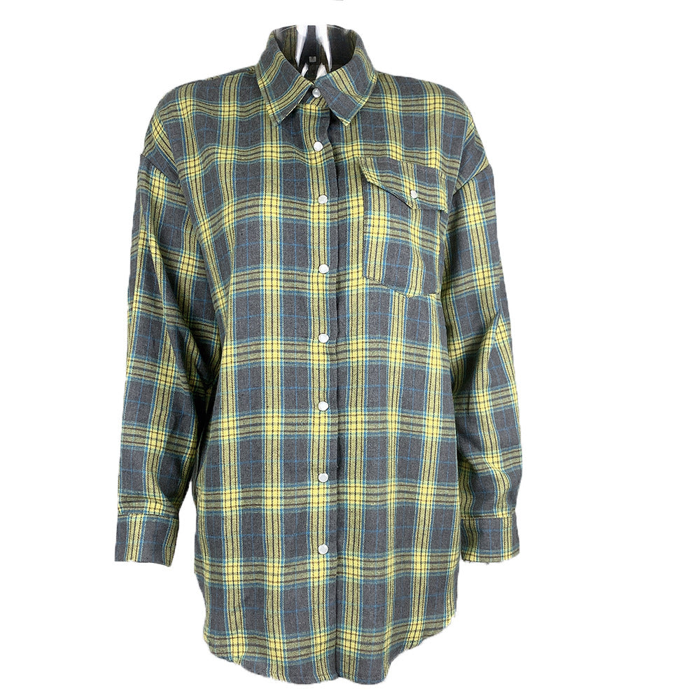 Casual plaid cotton shirt for women with a generous fit Lune London