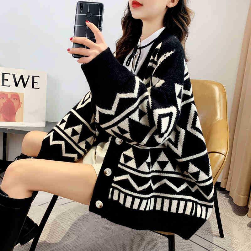 Women’s knit jacket with geometric pattern Lune London