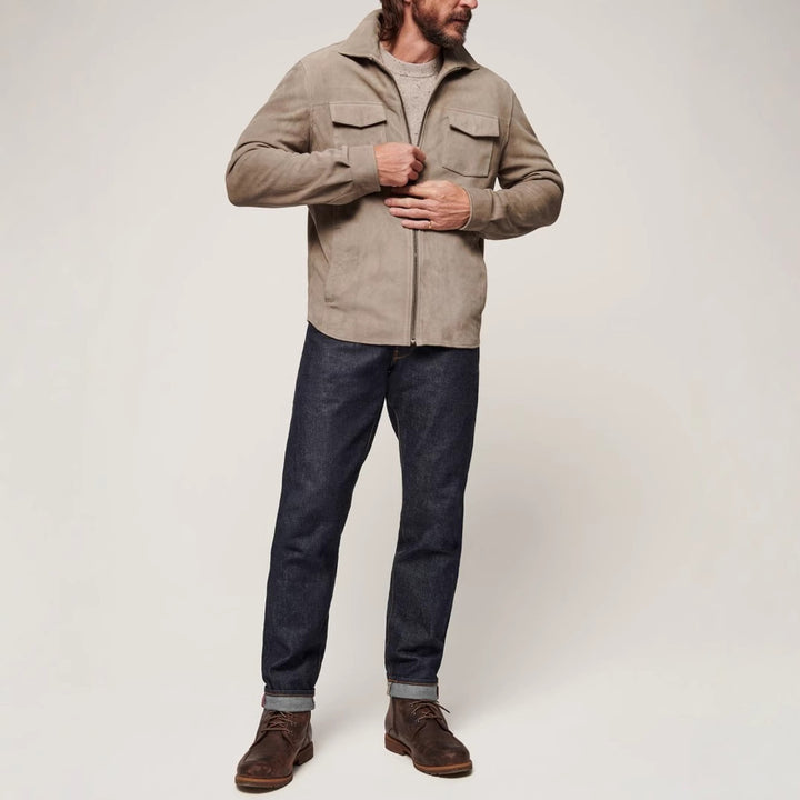 Elegant suede jacket for men with practical chest pockets Lune London
