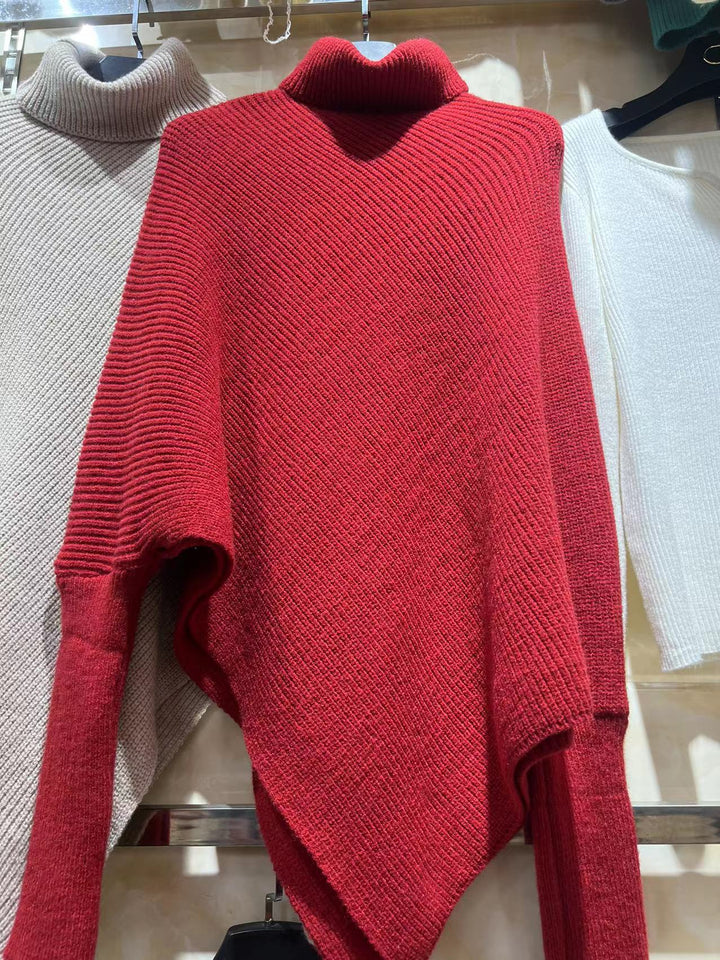 Pull en maille oversize pour femmes avec coupe asymétrique et fine structure en rib Chic & Stil