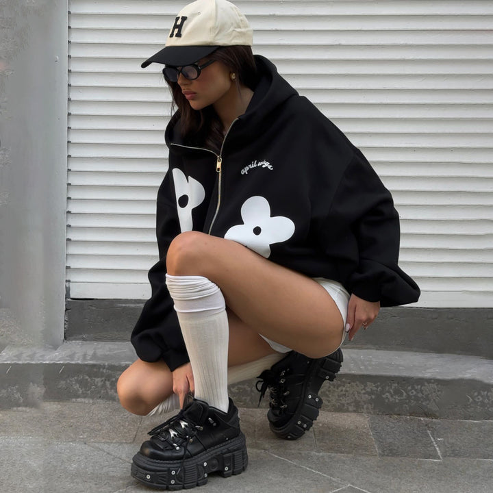Oversized hoodie for women with creative floral patterns Lune London