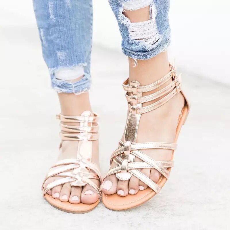 Women’s strappy sandals with graphic pattern and adjustable ankle strap Lune London