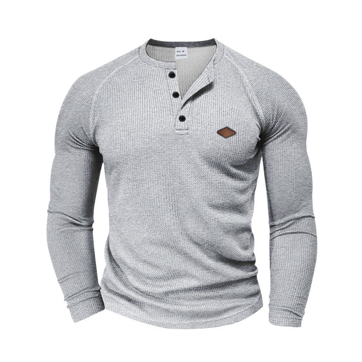 Long sleeve shirt for men in textured fabric with practical buttons Lune London