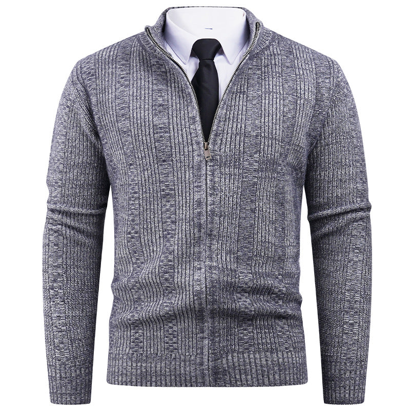 Men's knitted jacket with modern zipper and cable pattern Lune London