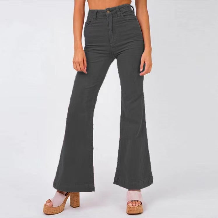 Flared pants for women with high waist and comfort belt Lune London