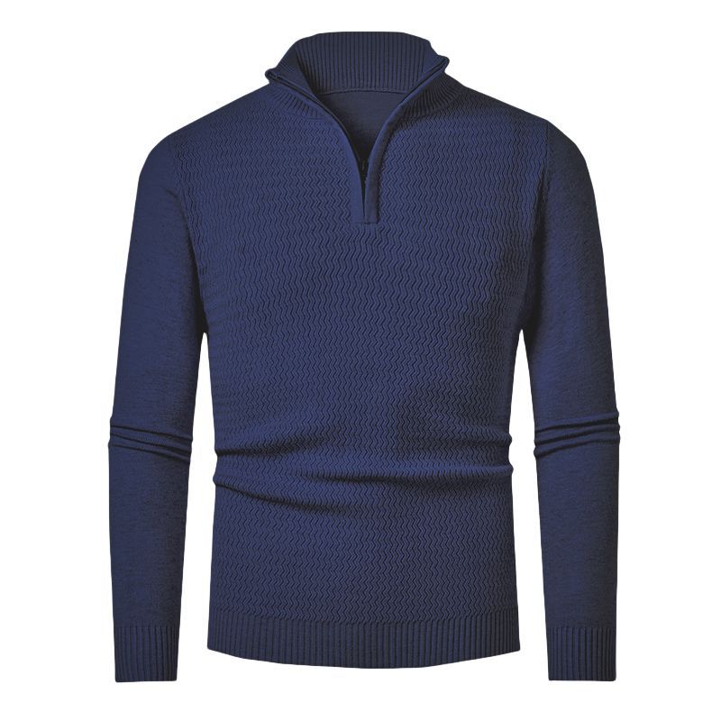 Elegant knitted sweater for men with zip and textured wave design Lune London