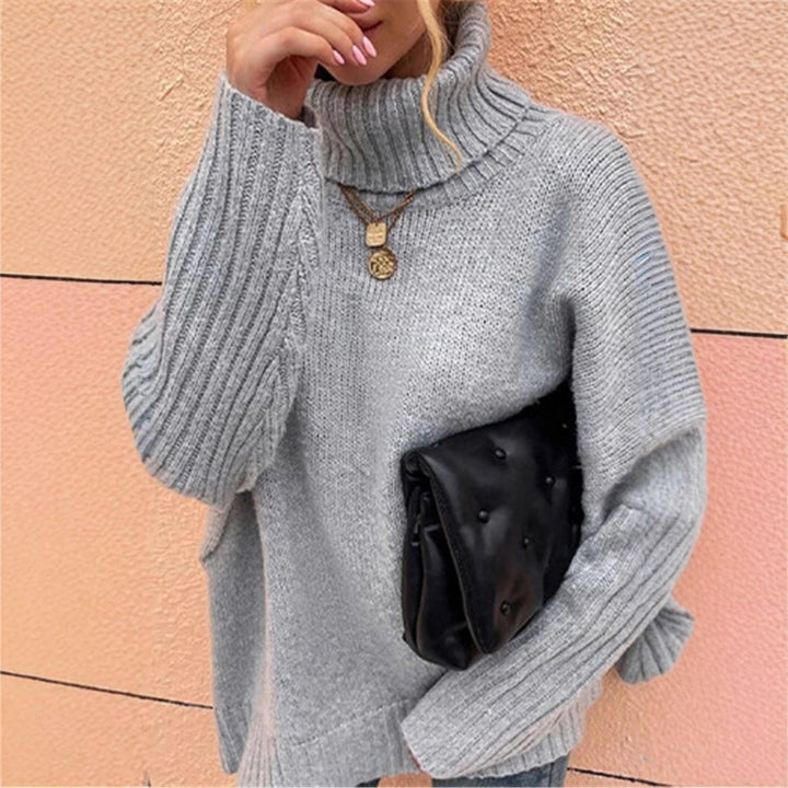 Chunky knit sweater for ladies with high collar Lune London