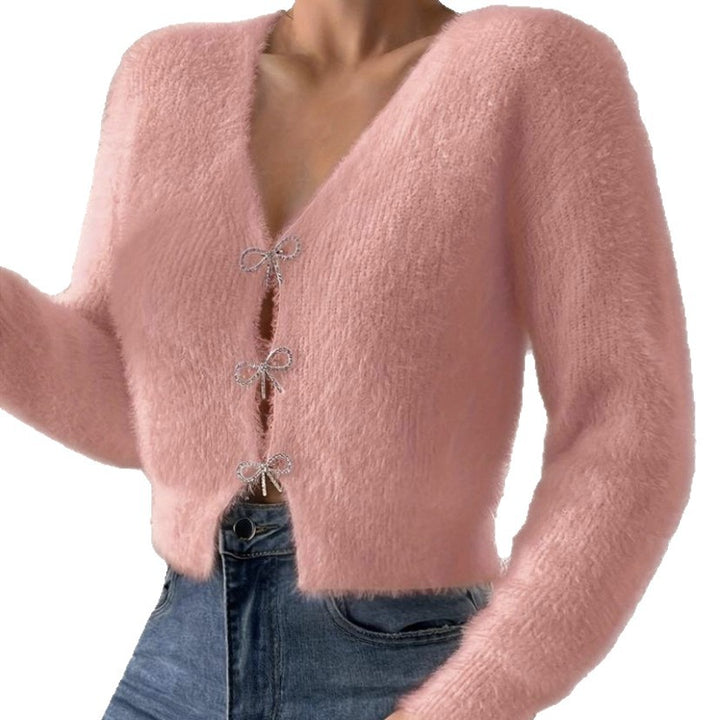 Plaid knit sweater with buttons for women Lune London
