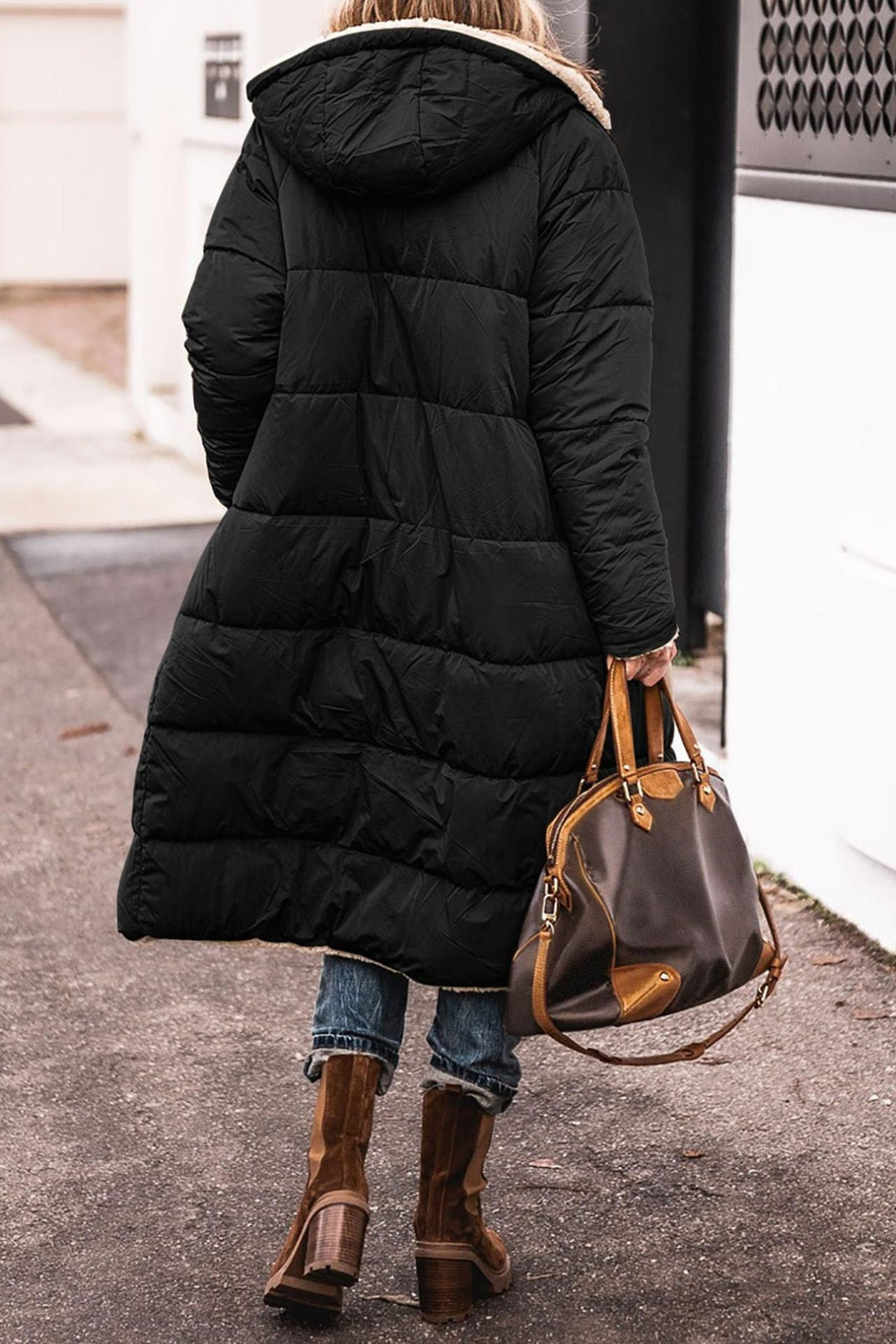 Women's Long Padded Winter Jacket with Hood and Stylish Cut Lune London