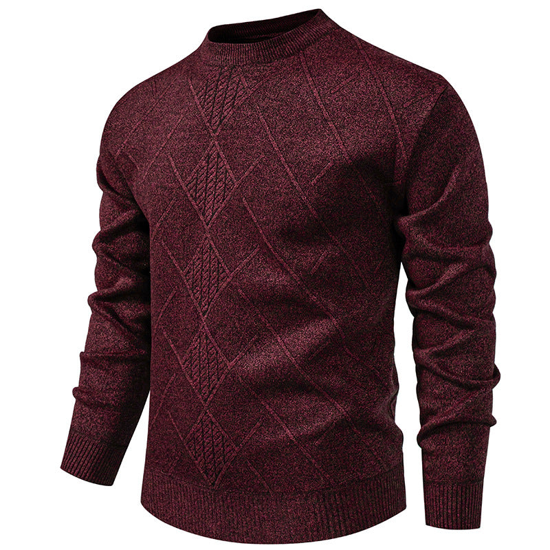 Fine knit sweater for men with relief pattern and round neck Lune London