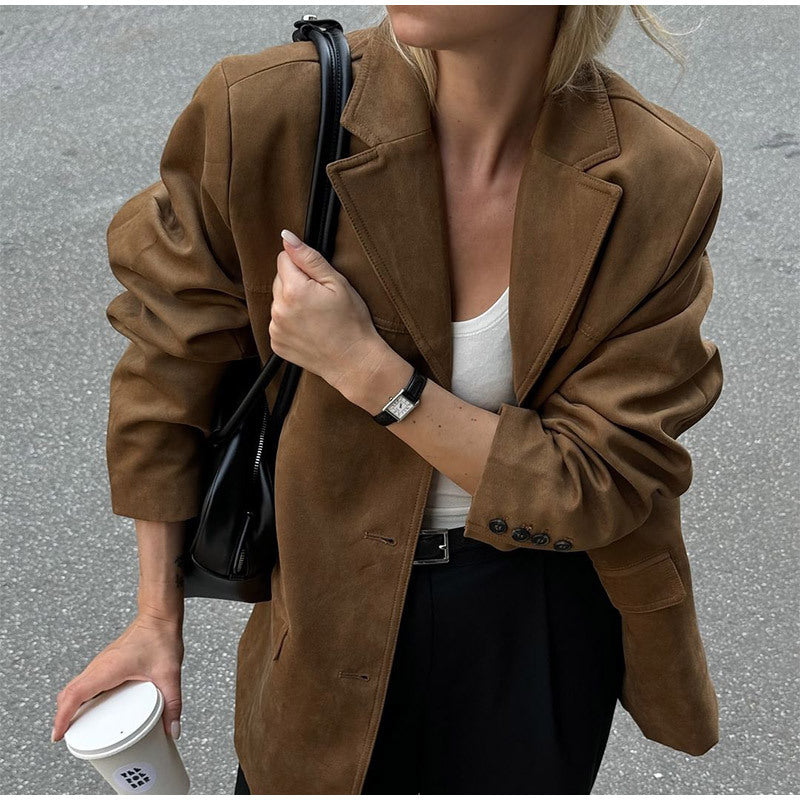 Ladies luxury suede blazer with a chic elegant cut
