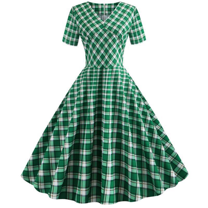 Robe trapèze pour femmes à motif à carreaux Chic & Stil