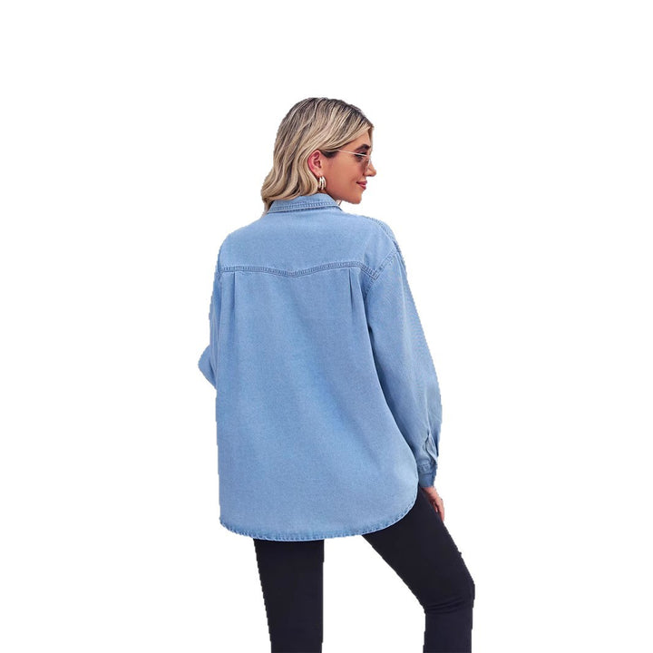 Chemise Blouse en Denim Décontractée pour Femmes avec Poches Poitrine Chic & Stil