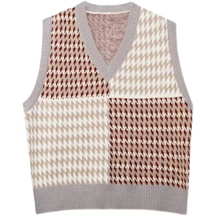 Ladies V-neck sweater with stylish color block design Lune London