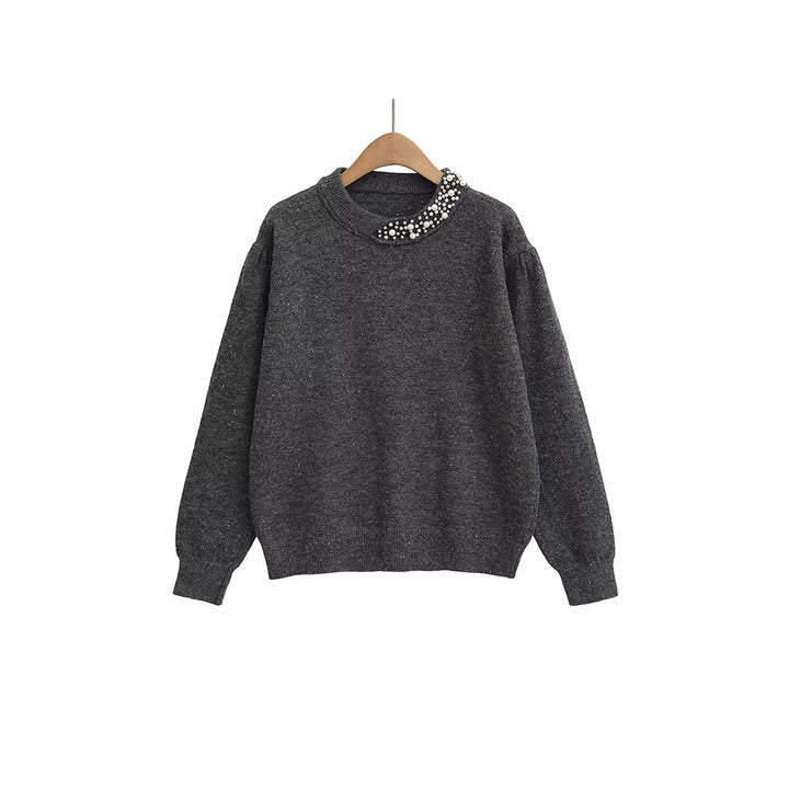 Knit sweater for women with decorative pearl accents Lune London